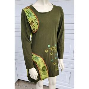 Celestial Boho Pixie Dress Lunieva 100% Cotton Nepal Hippie Chic Sz M